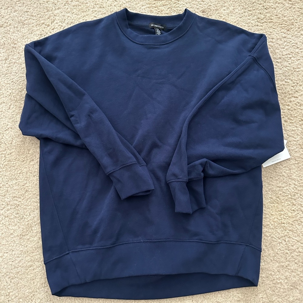 NWT beyond yoga navy blue crewneck sweatshirt small